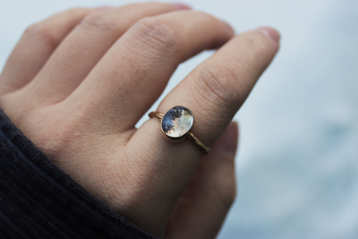 Size 8 Frost Flowers Ring- 14k Gold