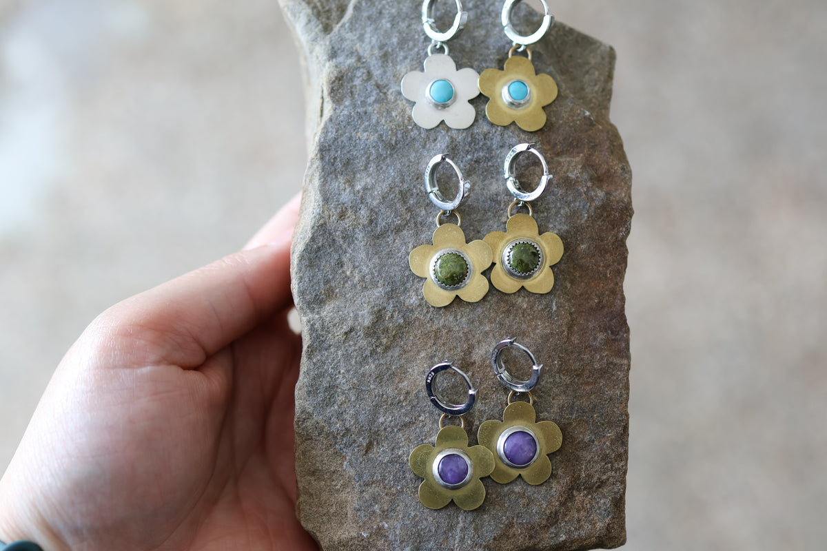Flower Power Huggie Hoops