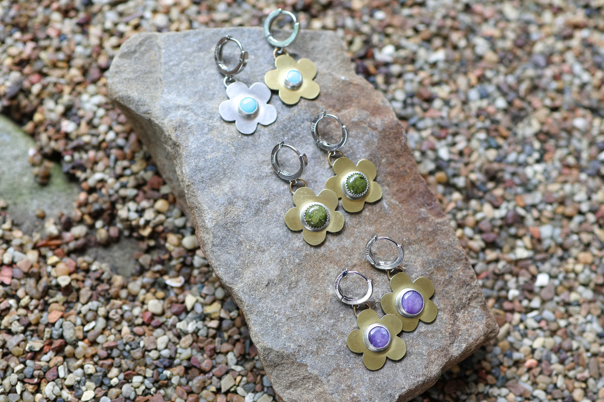 Flower Power Huggie Hoops