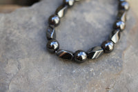 Patterned Hematite Bead Bracelet