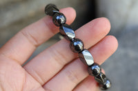 Patterned Hematite Bead Bracelet