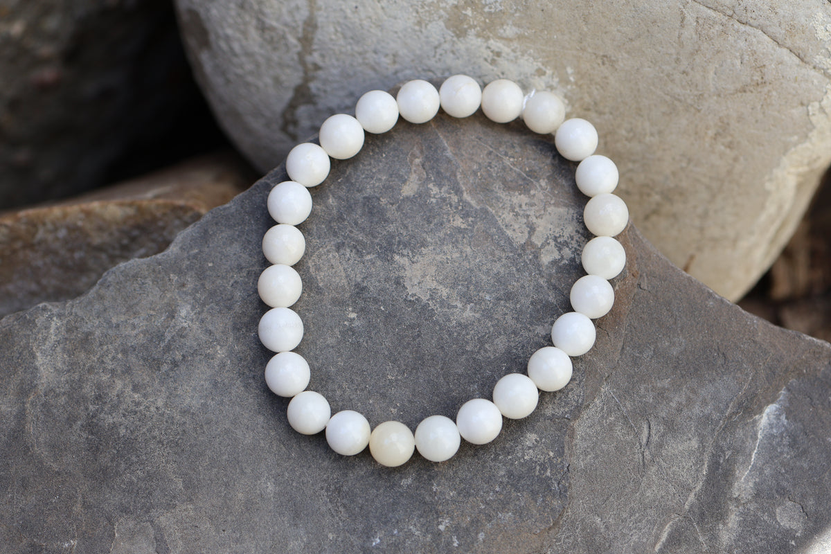 White Quartz Bead Bracelet