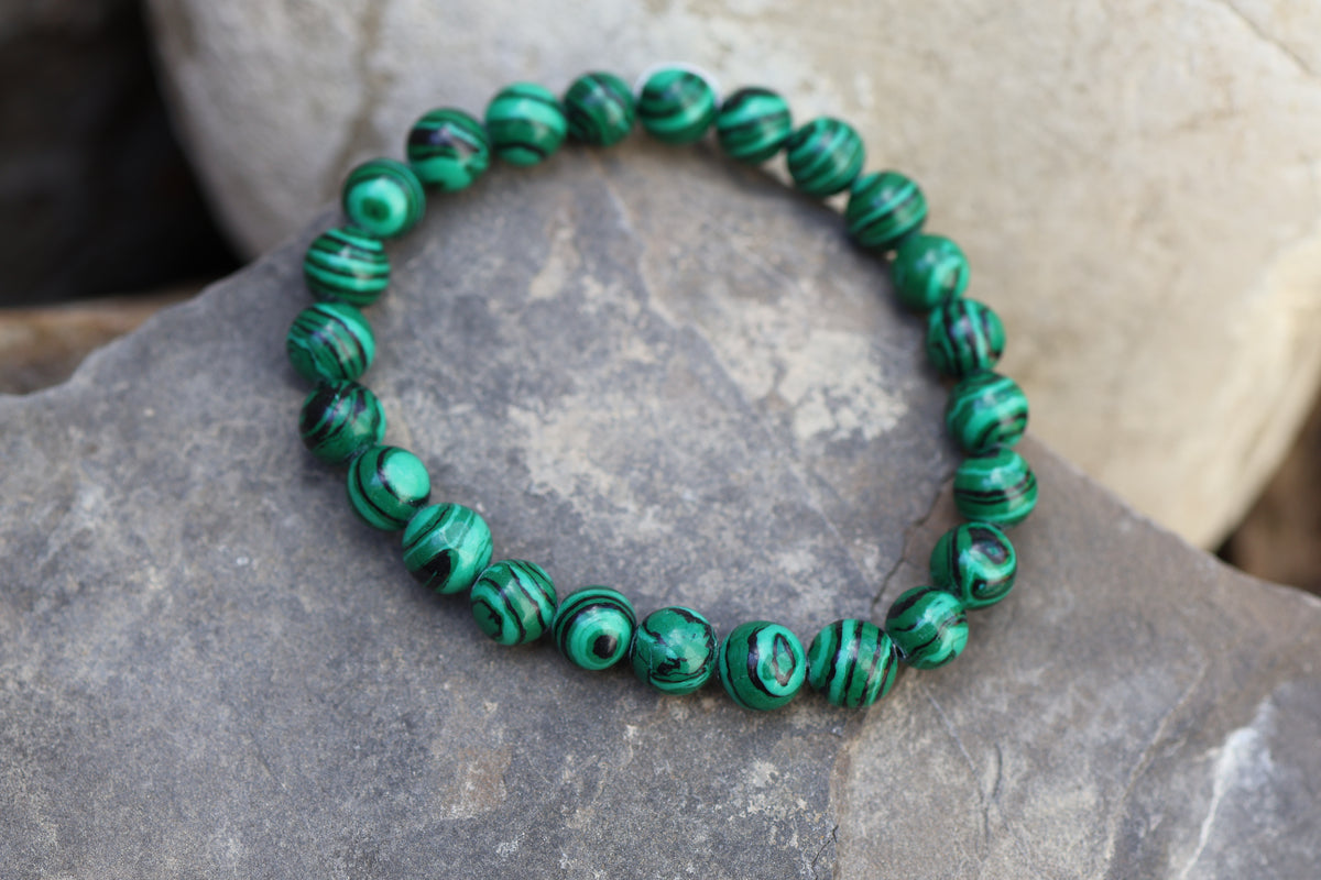 Malachite Style Bead Bracelet