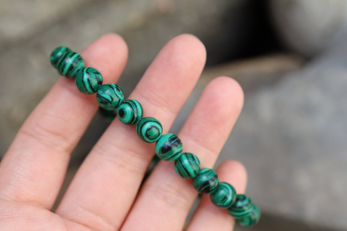 Malachite Style Bead Bracelet