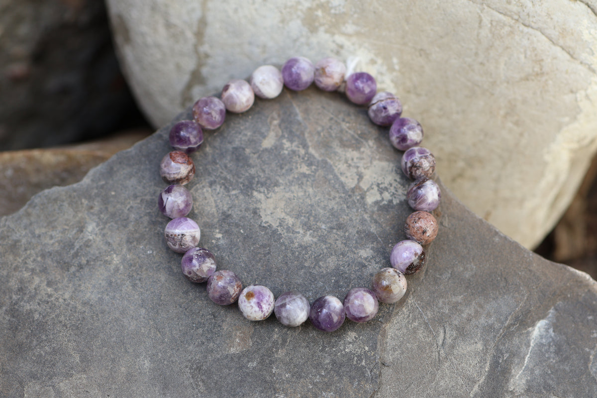 Chevron Amethyst Bead Bracelet