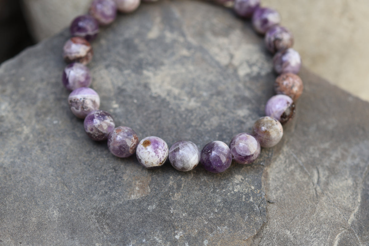Chevron Amethyst Bead Bracelet