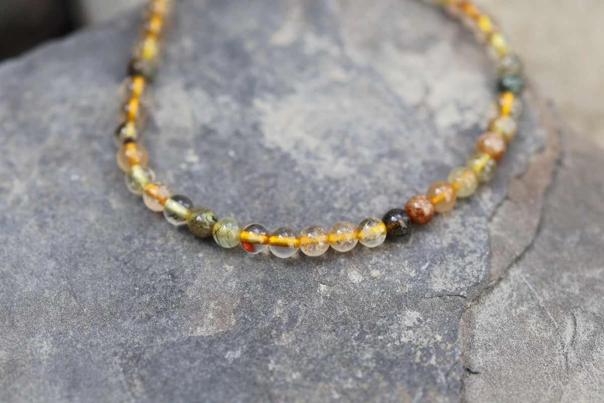 Rutilated Quartz Bead Bracelet