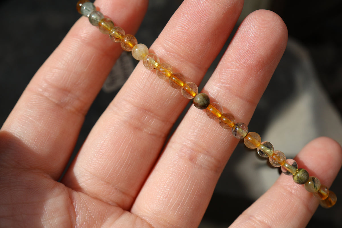 Rutilated Quartz Bead Bracelet