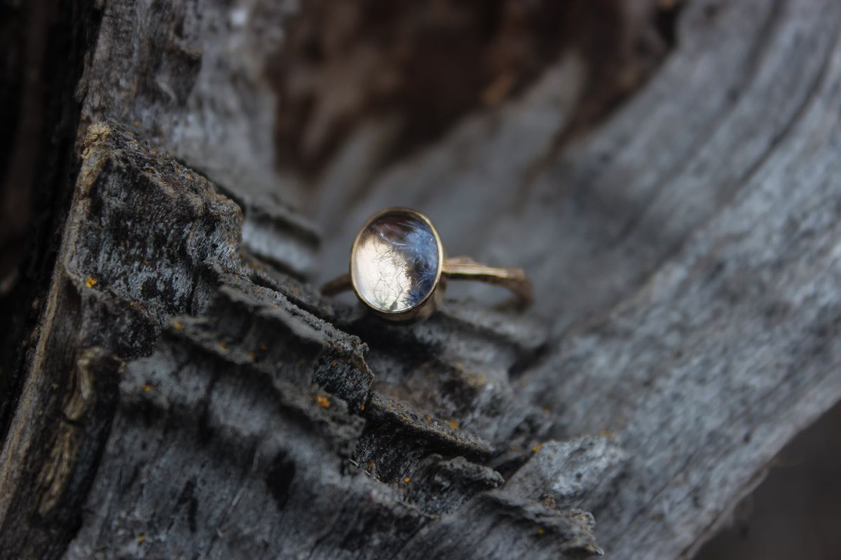 Size 8 Frost Flowers Ring- 14k Gold
